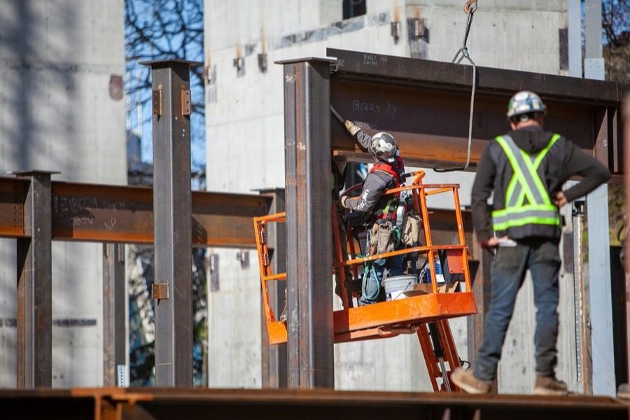 Steel push pier installation